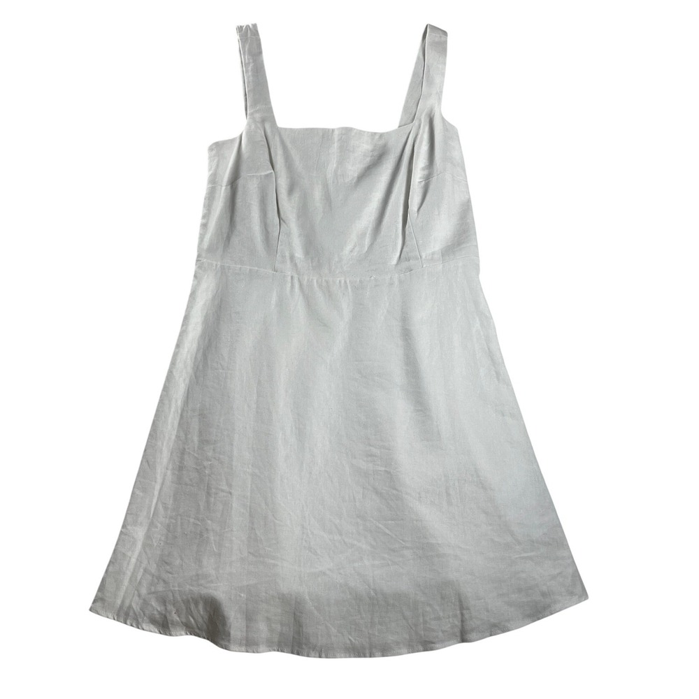 Vince Camuto Linen Blend Fit & Flare Mini Dress White‎ Sleeveless Womens